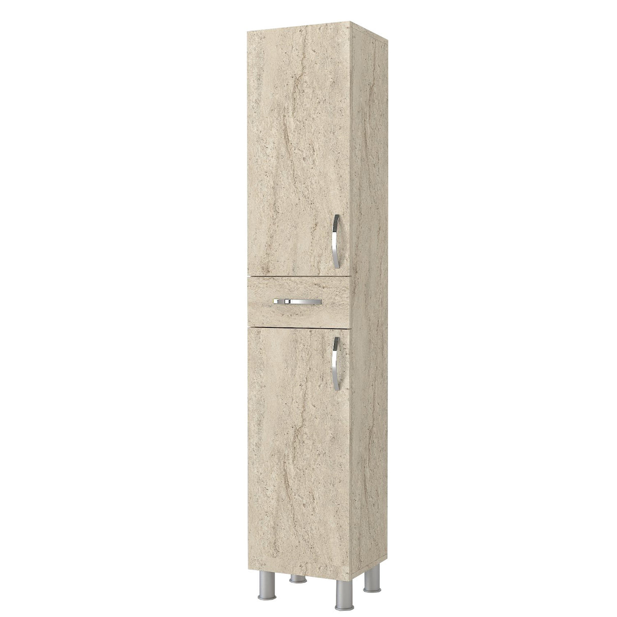 Dulap de baie Selin 2 Doors 1 Drawer, Travertin, 35x31x179 cm