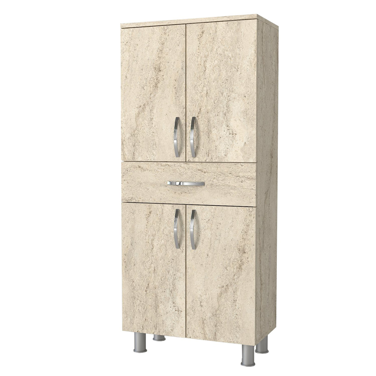 Dulap de baie Arizona 4 Doors, Travertin, 59x32x140 cm