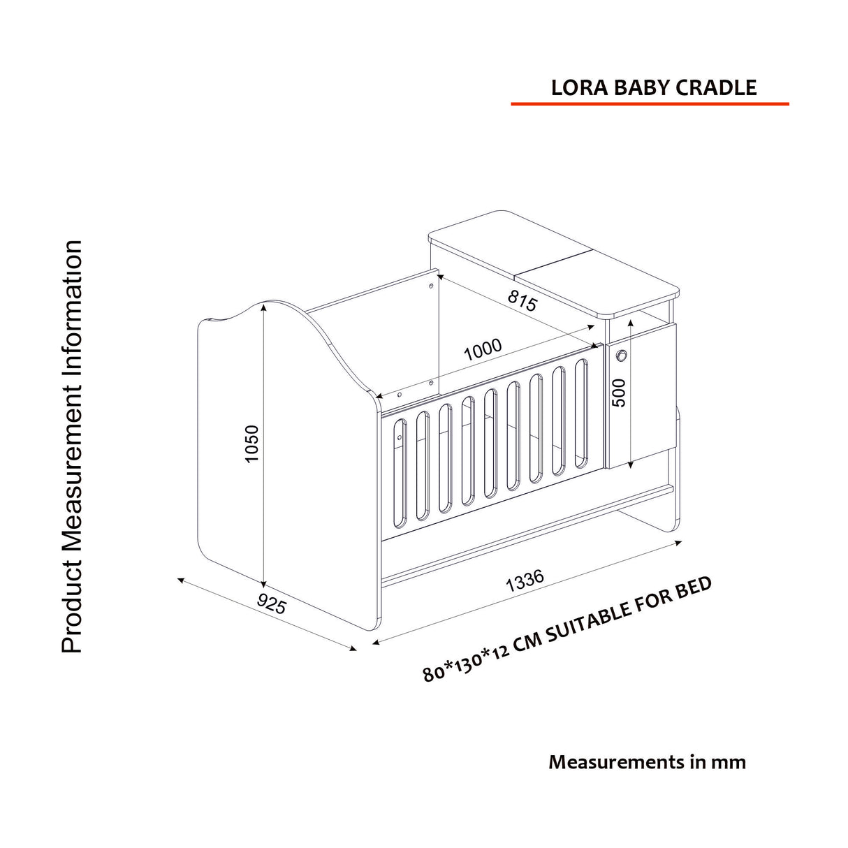 Pat pentru copii Lora, Alb - Nuc, 134x93x105 cm