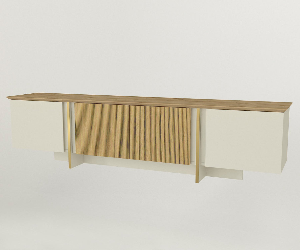 Comodă TV Sion, Crem - Nuc, 180x35x45 cm