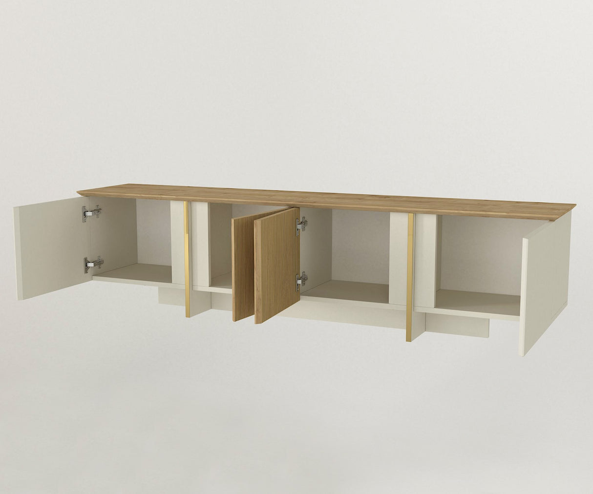 Comodă TV Sion, Crem - Nuc, 180x35x45 cm