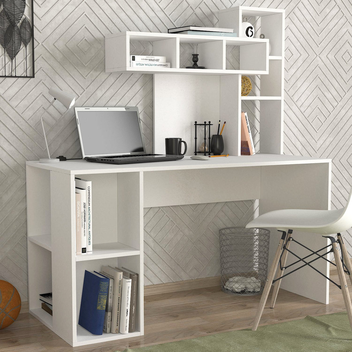 Birou Coral, Diverse culori, 140x60x154 cm - Alb | SKU: 804TRH4914 | Birou Coral, 140x60x154 cm, varianta Alb, produs pentru amenajarea locuinței, disponibil online în România la CasaMob