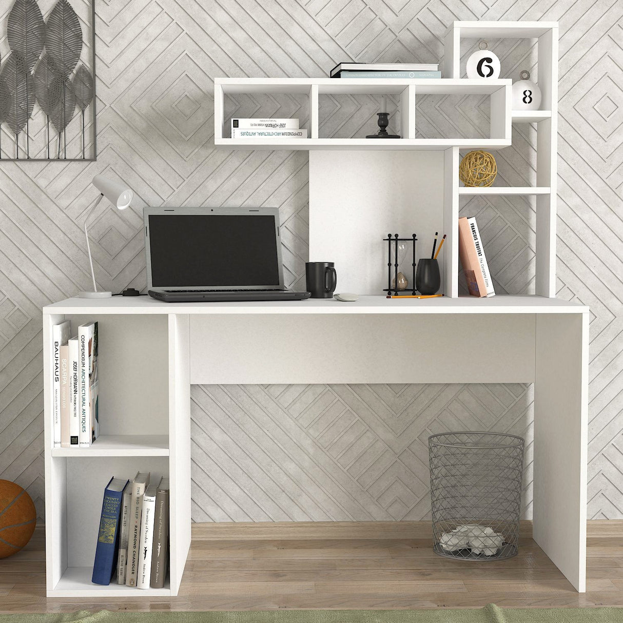 Birou Coral, Diverse culori, 140x60x154 cm - Alb | SKU: 804TRH4914 | Birou Coral, 140x60x154 cm, varianta Alb, produs pentru amenajarea locuinței, disponibil online în România la CasaMob
