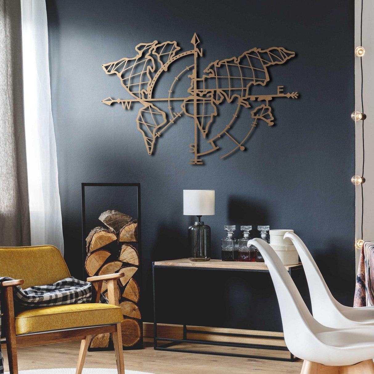Decoratiune de perete Metal Tanelorn, Aur, 95x0x65 cm
