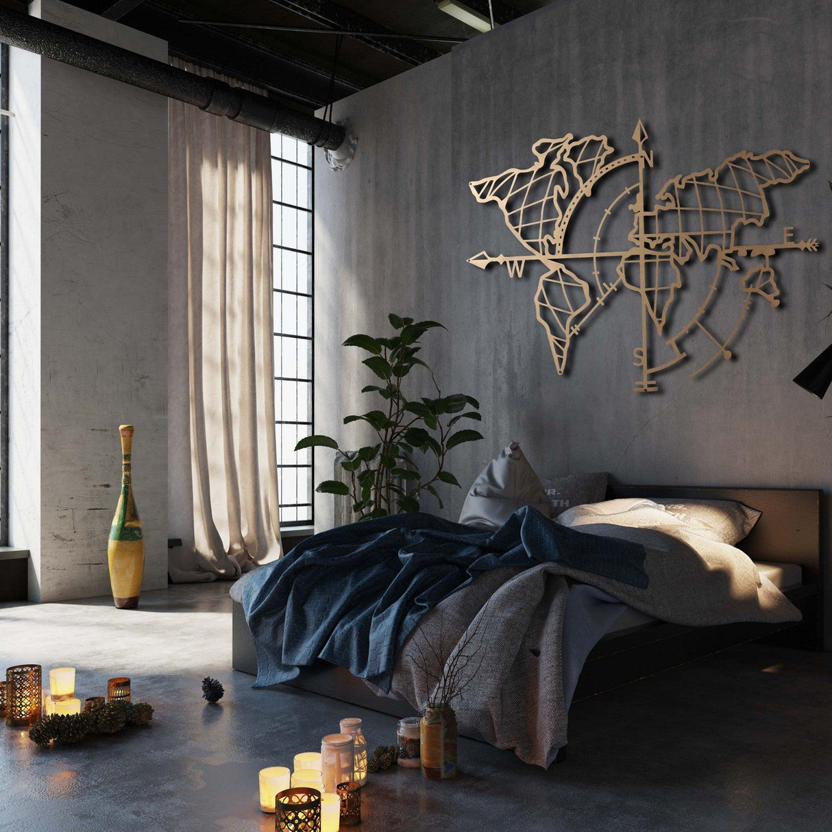 Decoratiune de perete Metal Tanelorn, Aur, 95x0x65 cm