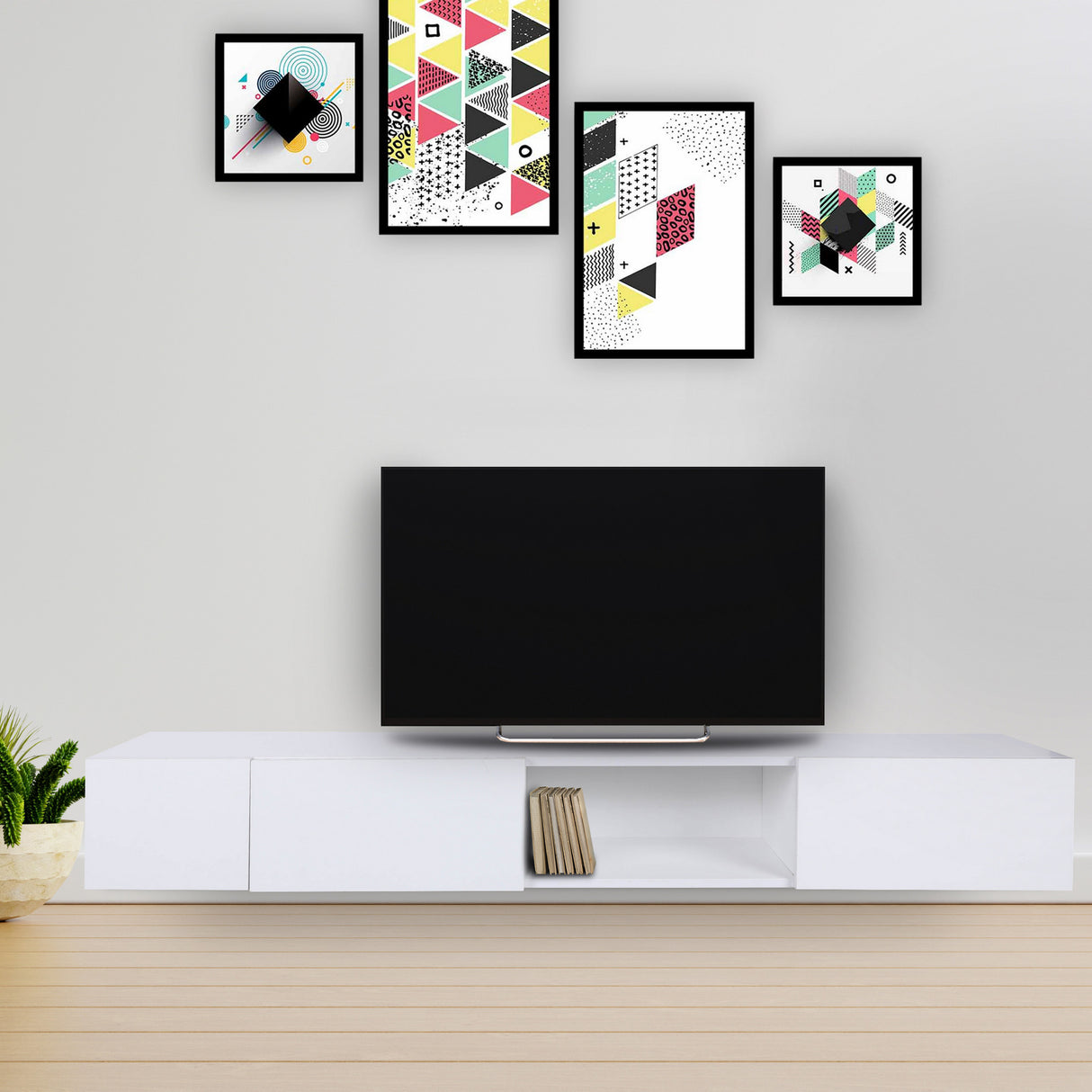 Comodă TV Wagna, Alb, 180x25x30 cm