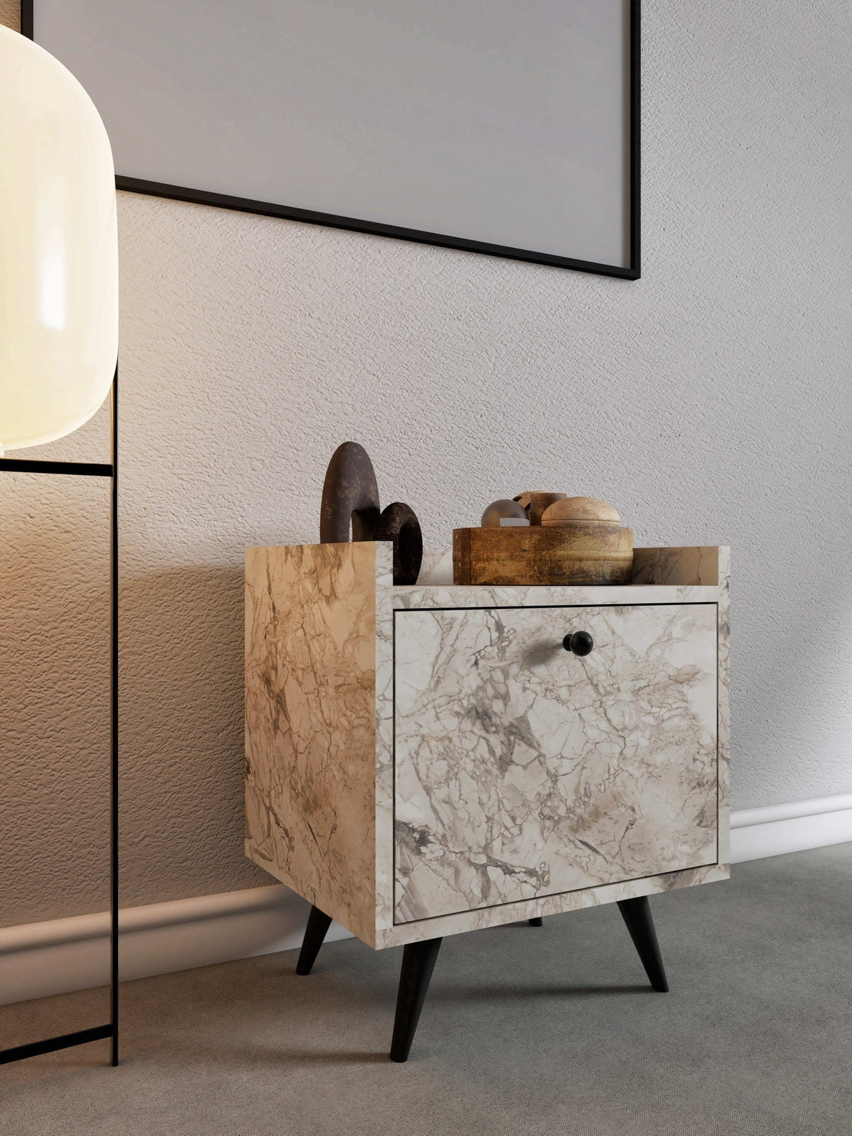Noptieră Dopo, Diverse culori, 50x40x55 cm - Ephesus marble | SKU: 811MDD3440 | Noptieră Dopo, 50x40x55 cm, varianta Ephesus marble, produs pentru amenajarea locuinței, disponibil online în România la CasaMob