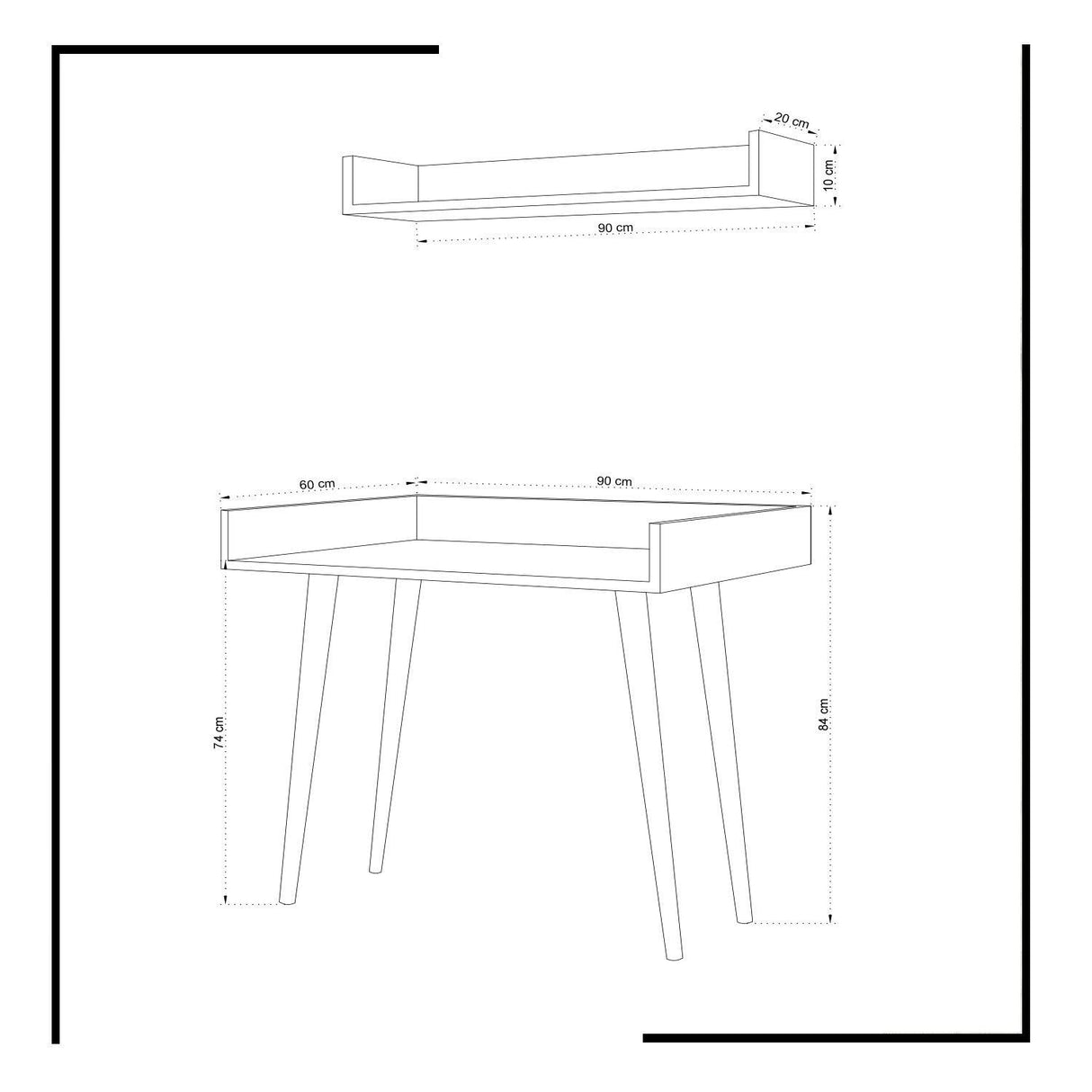 Birou Harmony cu raft, Stejar, 90x20x10 cm