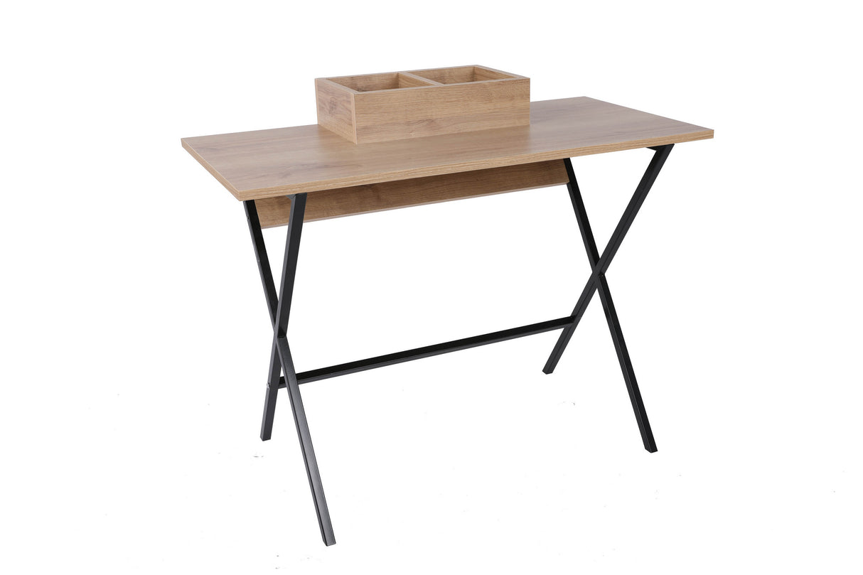 Birou Venedik, Stejar - Negru, 100x89x50 cm