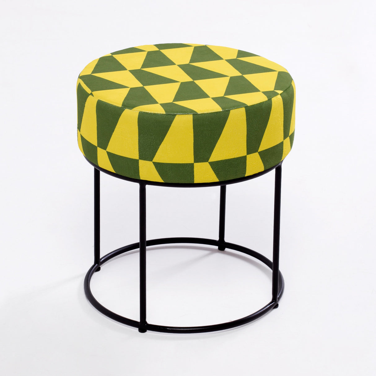 Taburet Moon Steel, Galben - Verde, 40x40x40 cm