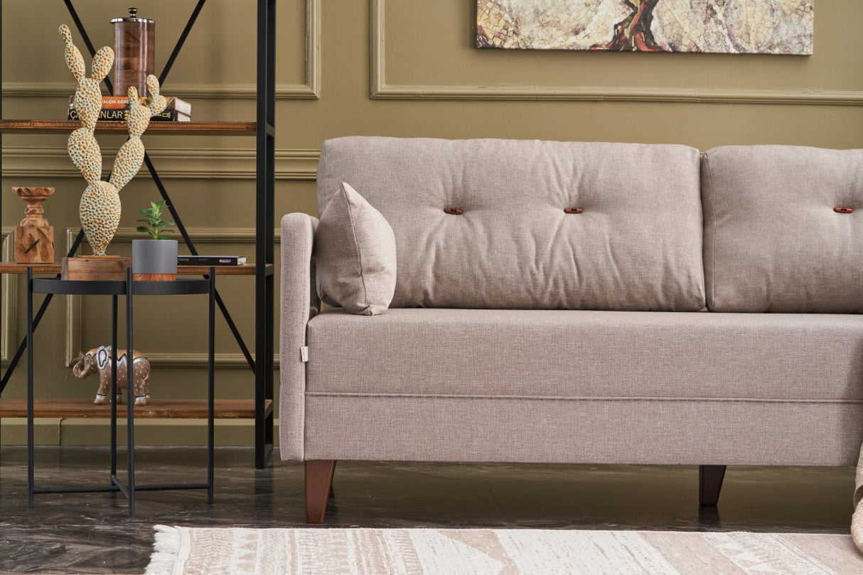 Canapea fixă 3 locuri Comfort, Crem, 206x80x80 cm