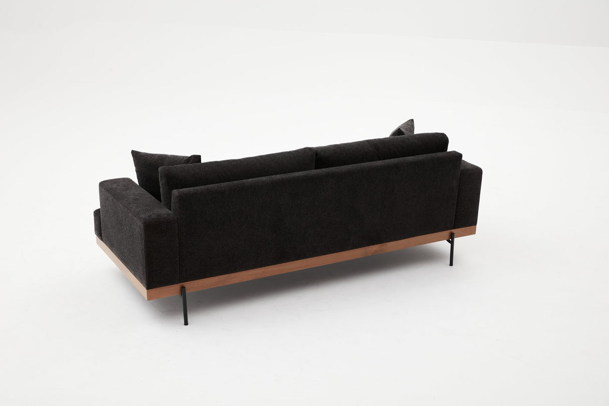 Canapea fixă 3 locuri Liva - Anthracite, Copper, Antracit - Negru, 227x76x94 cm