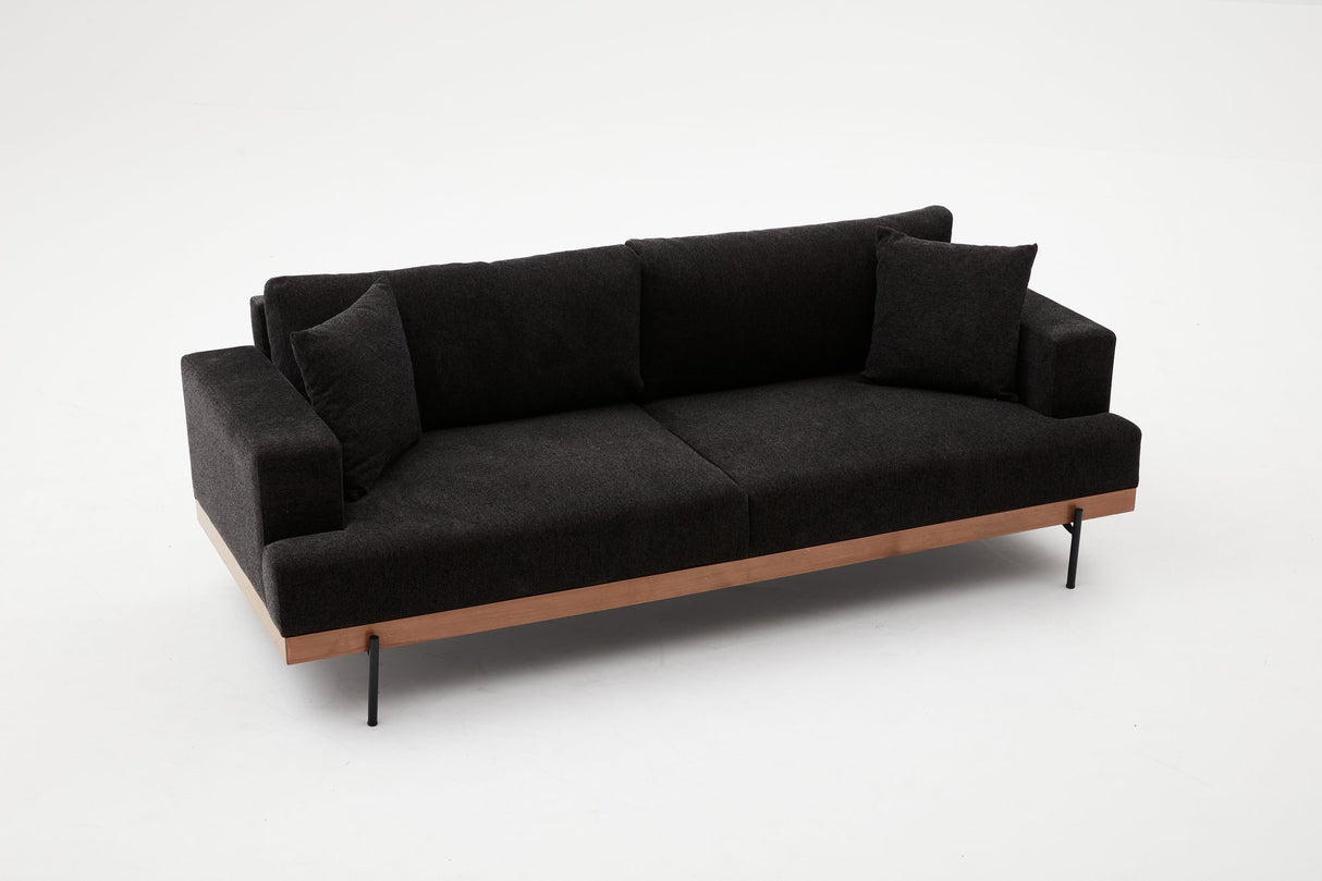 Canapea fixă 3 locuri Liva - Anthracite, Copper, Antracit - Negru, 227x76x94 cm
