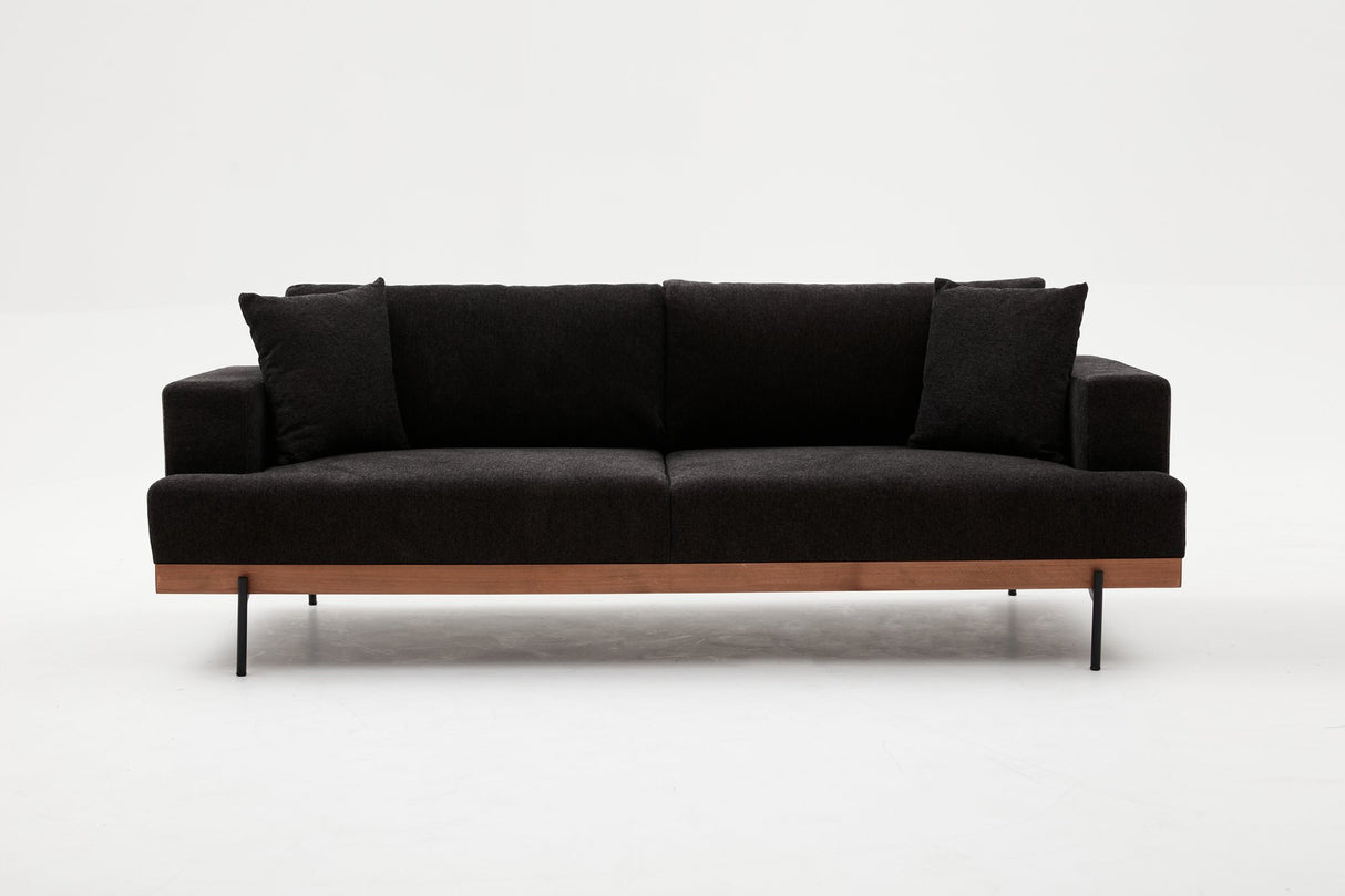 Canapea fixă 3 locuri Liva - Anthracite, Copper, Antracit - Negru, 227x76x94 cm
