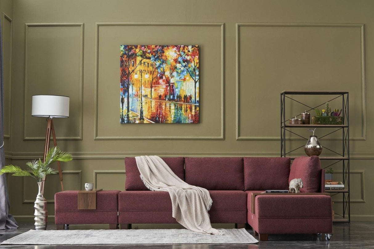 Canapea extensibilă de colț Fly, 1 piesă, Dreapta, Roșu, 210x280x80 cm