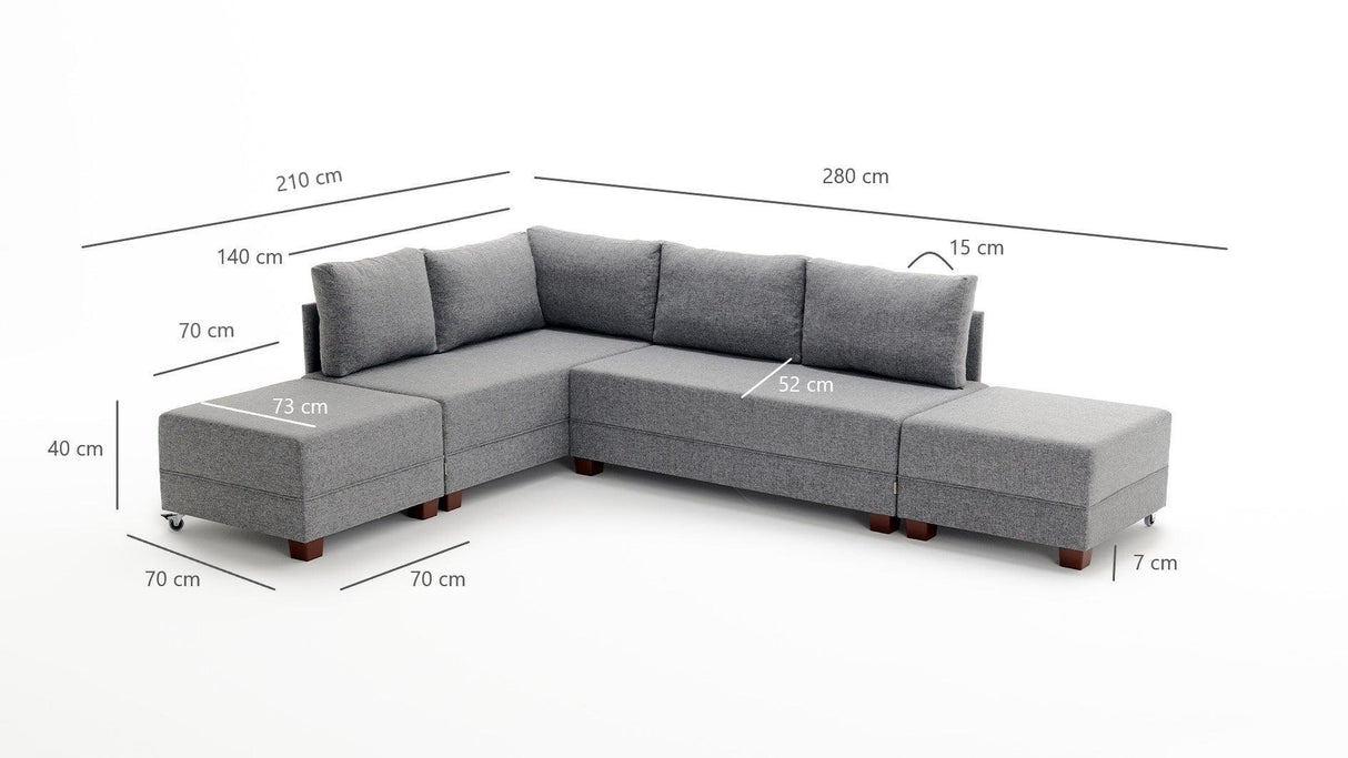 Canapea extensibilă de colț Fly, 1 piesă, Stânga, Diverse culori, 210x280x70 cm - Gri deschis | SKU: 825BLC1006 | Canapea extensibilă de colț Fly, 1 piesă, Stânga, 210x280x70 cm, varianta Gri deschis, produs pentru amenajarea locuinței, disponibil online în România la CasaMob