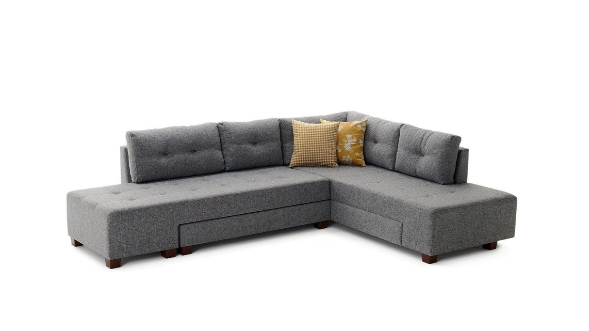 Canapea extensibilă de colț Manama, Dreapta, Diverse culori, 280x206x85 cm - Gri închis | SKU: 825BLC1181 | Canapea extensibilă de colț Manama, Dreapta, 280x206x85 cm, varianta Gri închis, produs pentru amenajarea locuinței, disponibil online în România la CasaMob