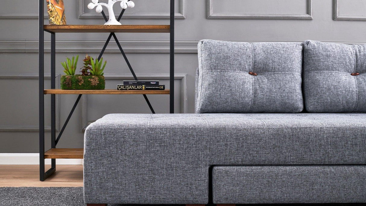 Canapea extensibilă de colț Manama, Dreapta, Diverse culori, 280x206x85 cm - Gri închis | SKU: 825BLC1181 | Canapea extensibilă de colț Manama, Dreapta, 280x206x85 cm, varianta Gri închis, produs pentru amenajarea locuinței, disponibil online în România la CasaMob