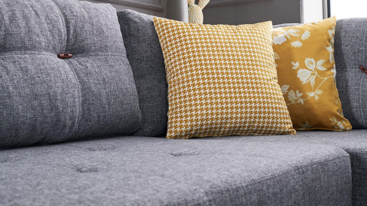 Canapea extensibilă de colț Manama, Dreapta, Diverse culori, 280x206x85 cm - Gri închis | SKU: 825BLC1181 | Canapea extensibilă de colț Manama, Dreapta, 280x206x85 cm, varianta Gri închis, produs pentru amenajarea locuinței, disponibil online în România la CasaMob