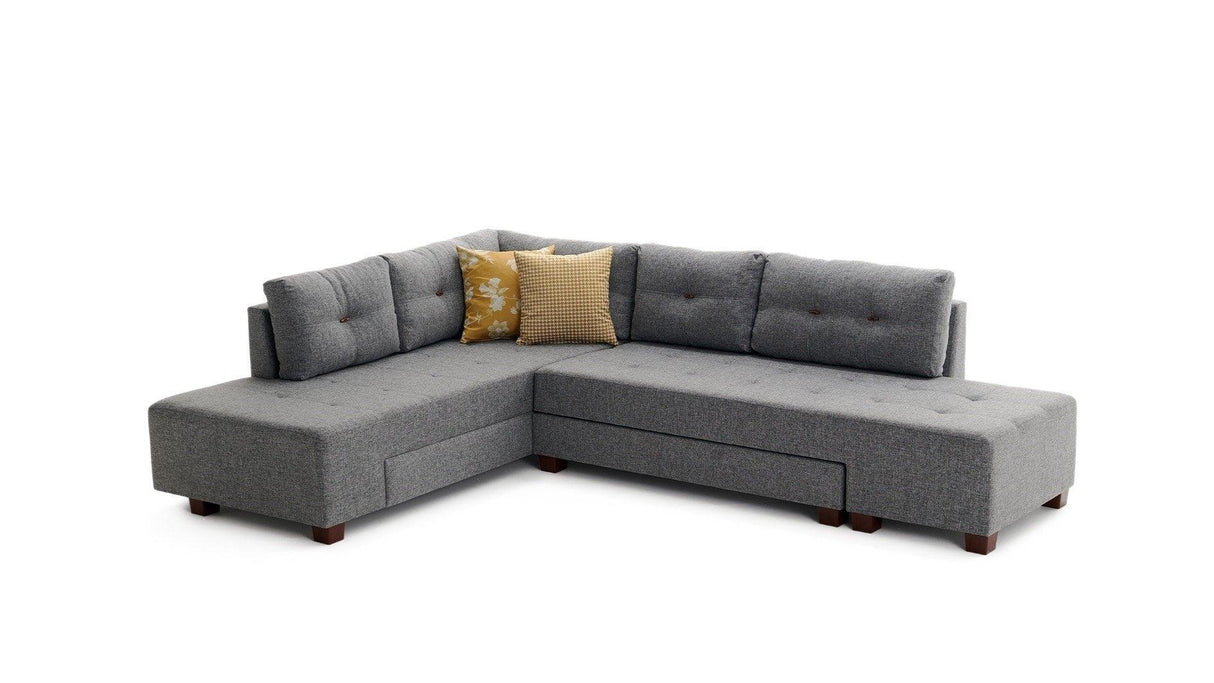 Canapea extensibilă de colț Manama, Stânga, Diverse culori, 280x206x85 cm - Gri închis | SKU: 825BLC1182 | Canapea extensibilă de colț Manama, Stânga, 280x206x85 cm, varianta Gri închis, produs pentru amenajarea locuinței, disponibil online în România la CasaMob