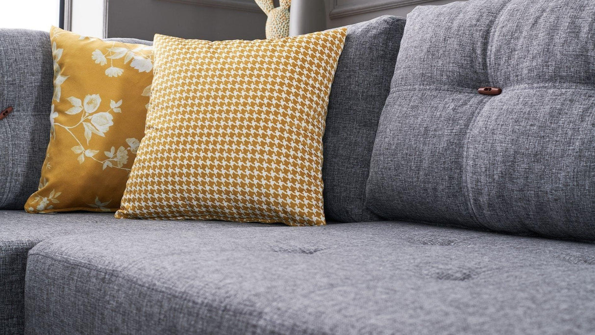 Canapea extensibilă de colț Manama, Stânga, Diverse culori, 280x206x85 cm - Gri închis | SKU: 825BLC1182 | Canapea extensibilă de colț Manama, Stânga, 280x206x85 cm, varianta Gri închis, produs pentru amenajarea locuinței, disponibil online în România la CasaMob