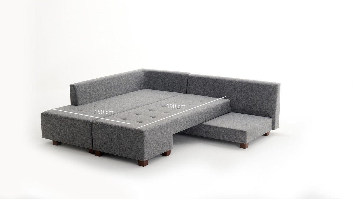 Canapea extensibilă de colț Manama, Stânga, Diverse culori, 280x206x85 cm - Gri închis | SKU: 825BLC1182 | Canapea extensibilă de colț Manama, Stânga, 280x206x85 cm, varianta Gri închis, produs pentru amenajarea locuinței, disponibil online în România la CasaMob