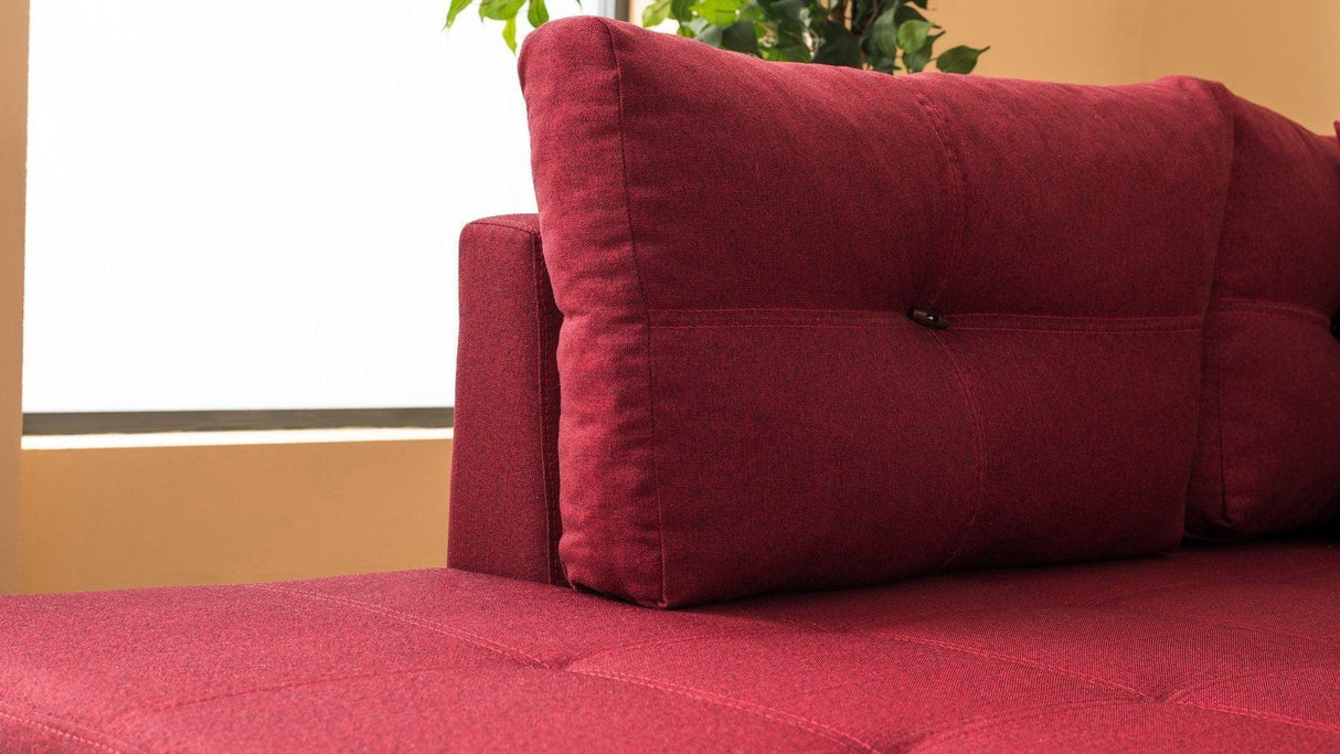 Canapea extensibilă de colț Manama, Stânga, Diverse culori, 280x206x85 cm - Bordo | SKU: 825BLC1186 | Canapea extensibilă de colț Manama, Stânga, 280x206x85 cm, varianta Bordo, produs pentru amenajarea locuinței, disponibil online în România la CasaMob
