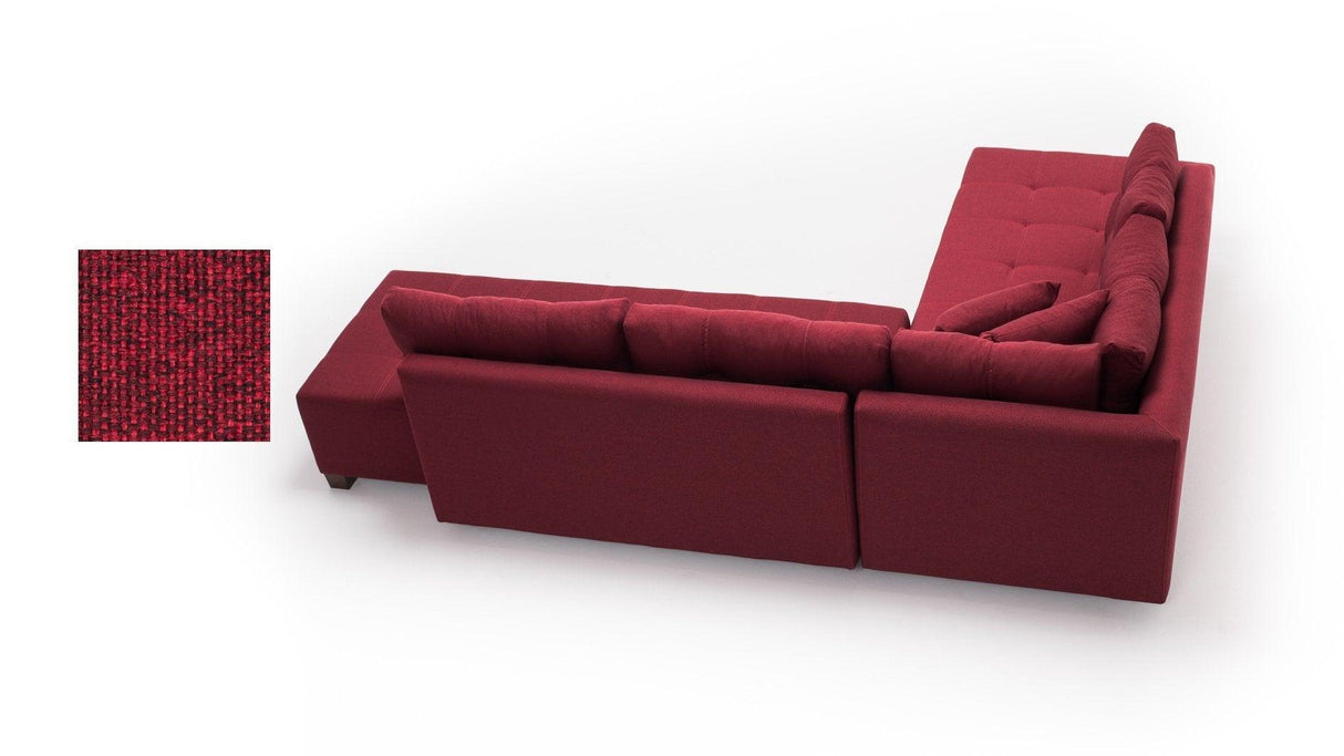 Canapea extensibilă de colț Manama, Stânga, Diverse culori, 280x206x85 cm - Bordo | SKU: 825BLC1186 | Canapea extensibilă de colț Manama, Stânga, 280x206x85 cm, varianta Bordo, produs pentru amenajarea locuinței, disponibil online în România la CasaMob