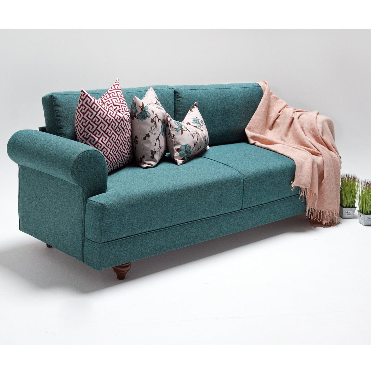 Canapea fixă 3 locuri Samara, Diverse culori, 210x80x85 cm - Turcoaz | SKU: 825BLC1195 | Canapea fixă 3 locuri Samara, 210x80x85 cm, varianta Turcoaz, produs pentru amenajarea locuinței, disponibil online în România la CasaMob