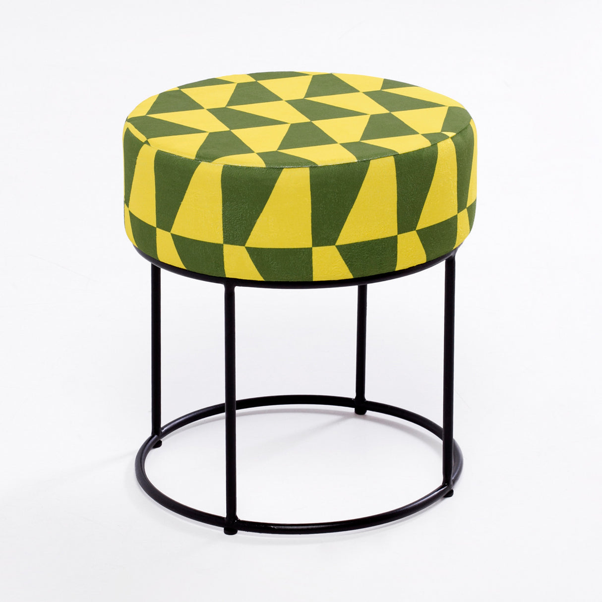 Taburet Moon Steel, Galben - Verde, 40x40x40 cm