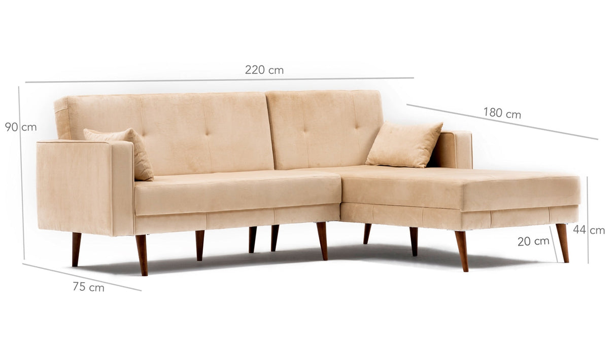 Canapea extensibilă Dublin, Colț, Dreapta, Diverse culori, 220x180x90 cm - Crem | SKU: 825BLC1412 | Canapea extensibilă Dublin, Colț, Dreapta, 220x180x90 cm, varianta Crem, produs pentru amenajarea locuinței, disponibil online în România la CasaMob