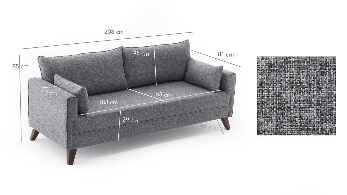 Canapea extensibilă Bella, 3 locuri, Diverse culori, 208x81x85 cm - Crem | SKU: 825BLC1509 | Canapea extensibilă Bella, 3 locuri, 208x81x85 cm, varianta Crem, produs pentru amenajarea locuinței, disponibil online în România la CasaMob