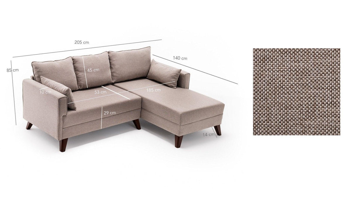Canapea extensibilă Bella, Colț, Dreapta, Diverse culori, 205x140x85 cm - Crem | SKU: 825BLC1511 | Canapea extensibilă Bella, Colț, Dreapta, 205x140x85 cm, varianta Crem, produs pentru amenajarea locuinței, disponibil online în România la CasaMob