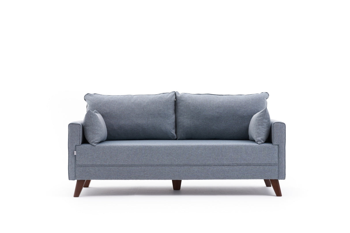Canapea fixă 2 locuri Bella Soft İkili Koltuk, Albastru, 177x81x85 cm