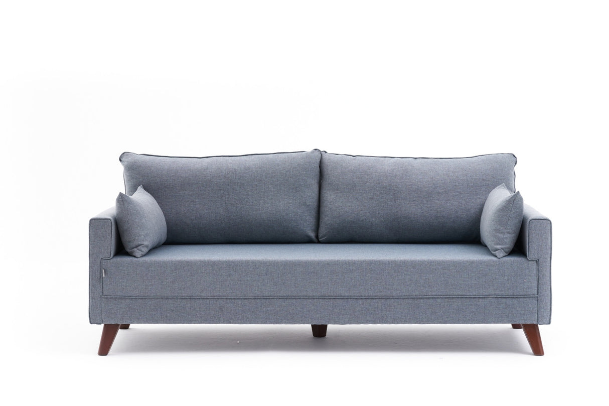 Canapea fixă 3 locuri Bella Soft Üçlü Koltuk, Albastru, 208x81x85 cm