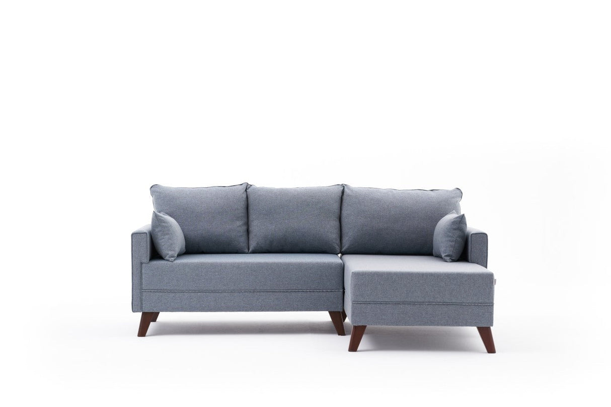 Canapea extensibilă Bella, Colț, Dreapta, Soft Mini, Soft, Albastru, 115x65x43 cm
