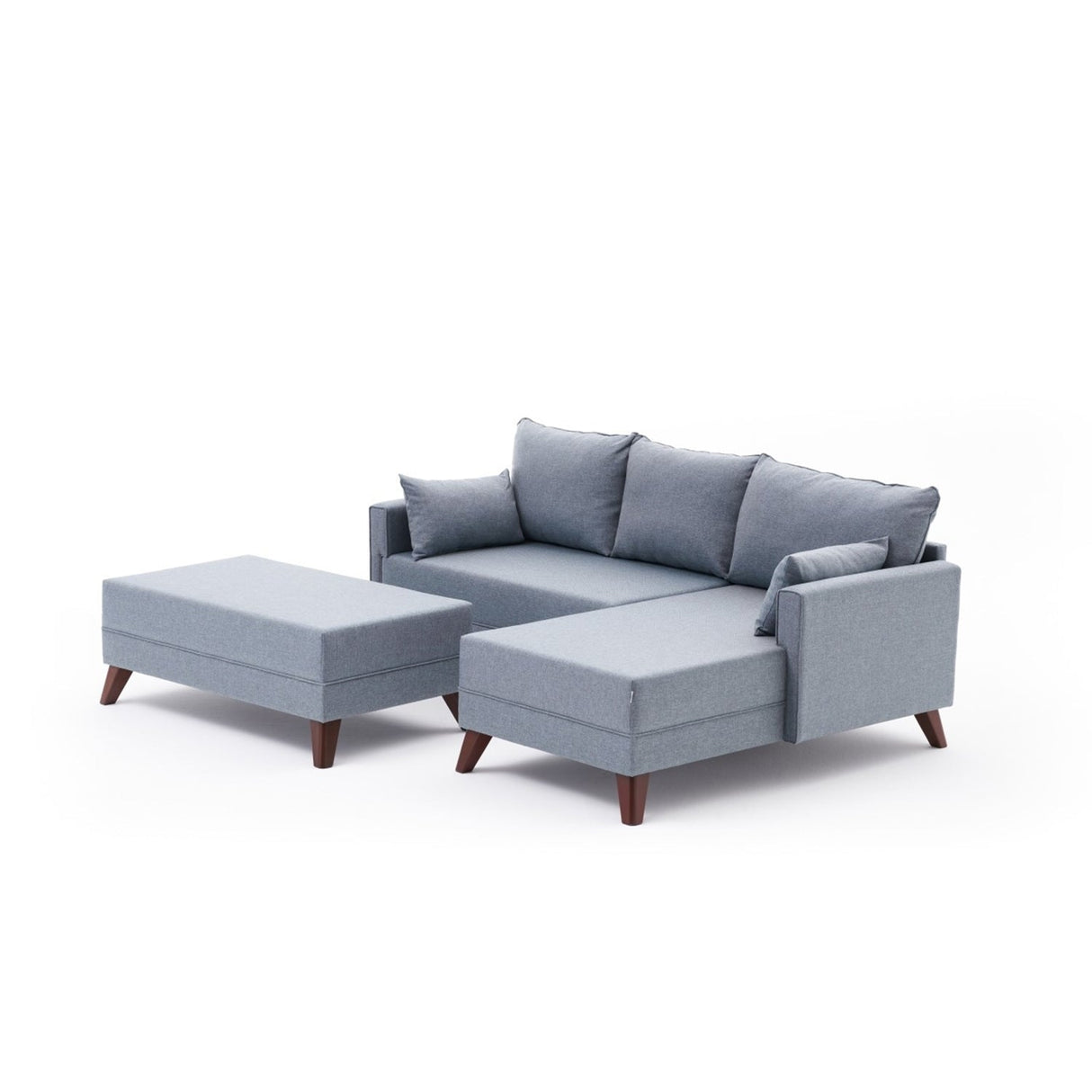Canapea extensibilă Bella, Colț, Dreapta, Soft Mini, Soft, Albastru, 115x65x43 cm