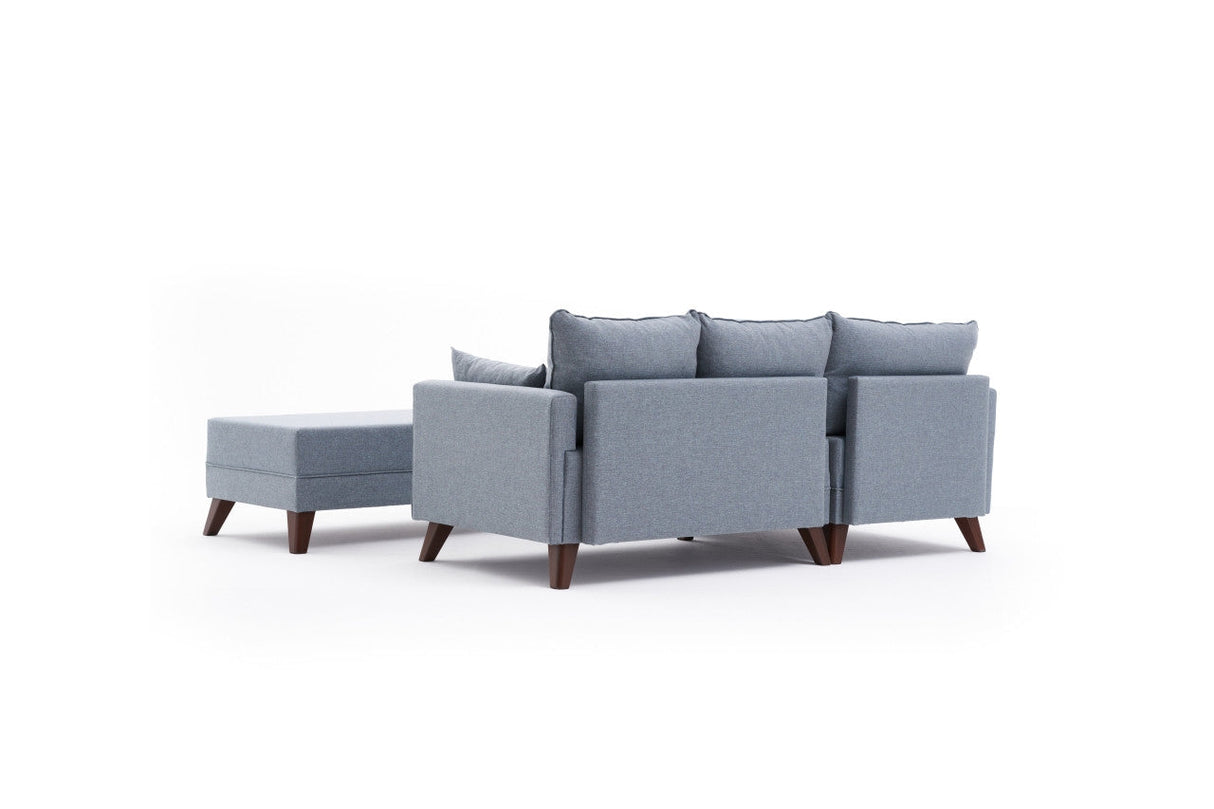 Canapea extensibilă Bella, Colț, Stânga, Soft Mini, Soft, Albastru, 115x65x43 cm