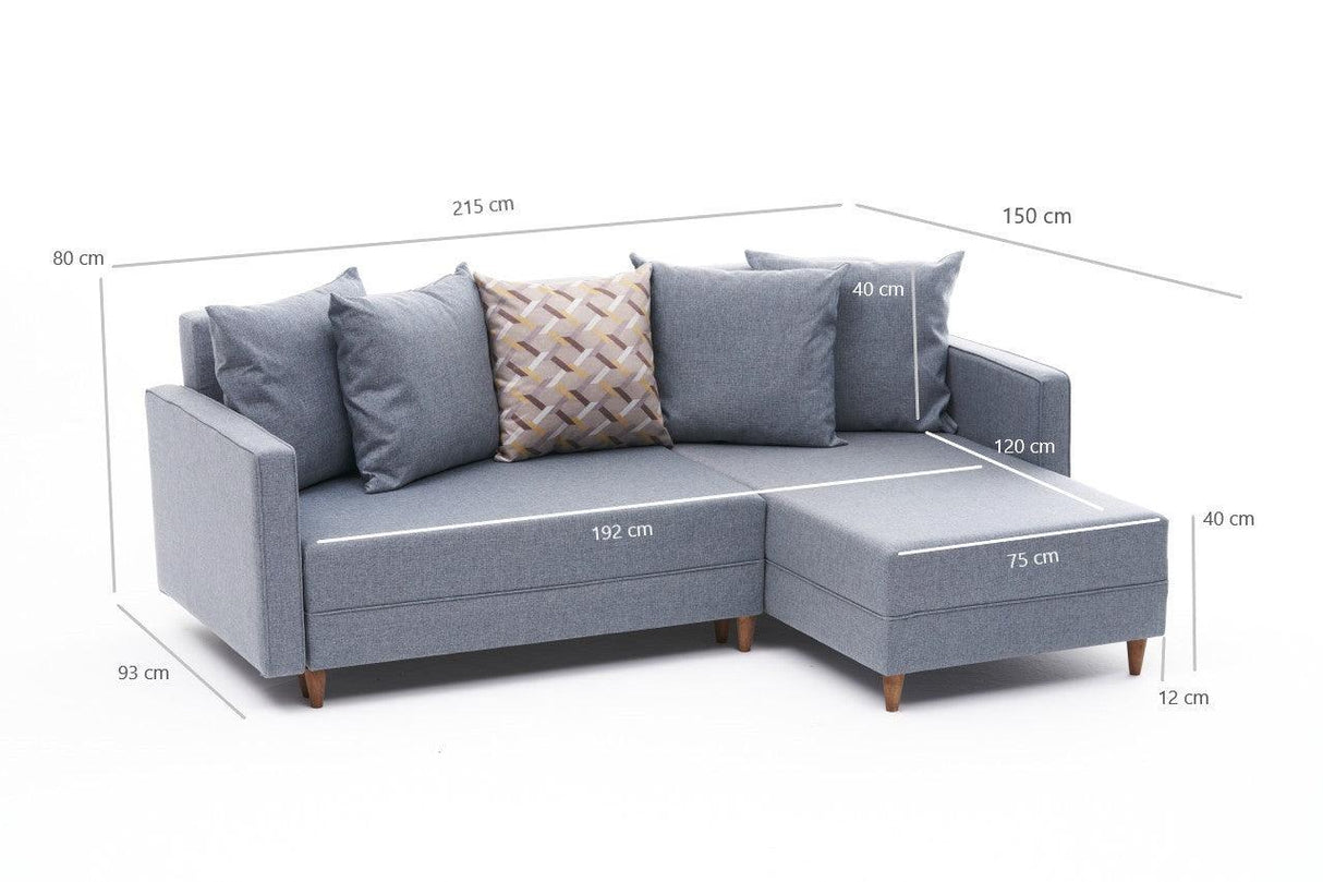 Canapea extensibilă de colț Batss, Dreapta, Diverse culori - Albastru | SKU: 825BLC1720 | Canapea extensibilă de colț Batss, Dreapta, varianta Albastru, produs pentru amenajarea locuinței, disponibil online în România la CasaMob