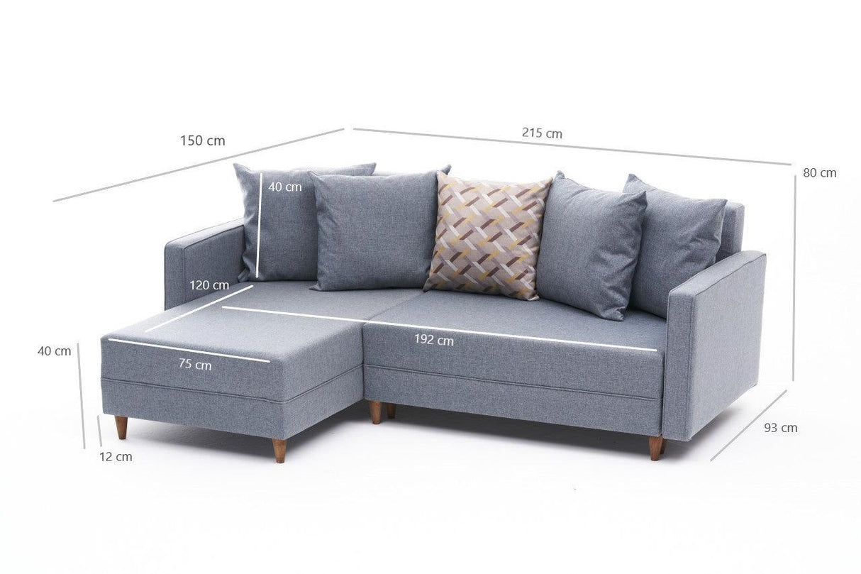 Canapea extensibilă de colț Batss, Stânga, Diverse culori - Albastru | SKU: 825BLC1721 | Canapea extensibilă de colț Batss, Stânga, varianta Albastru, produs pentru amenajarea locuinței, disponibil online în România la CasaMob