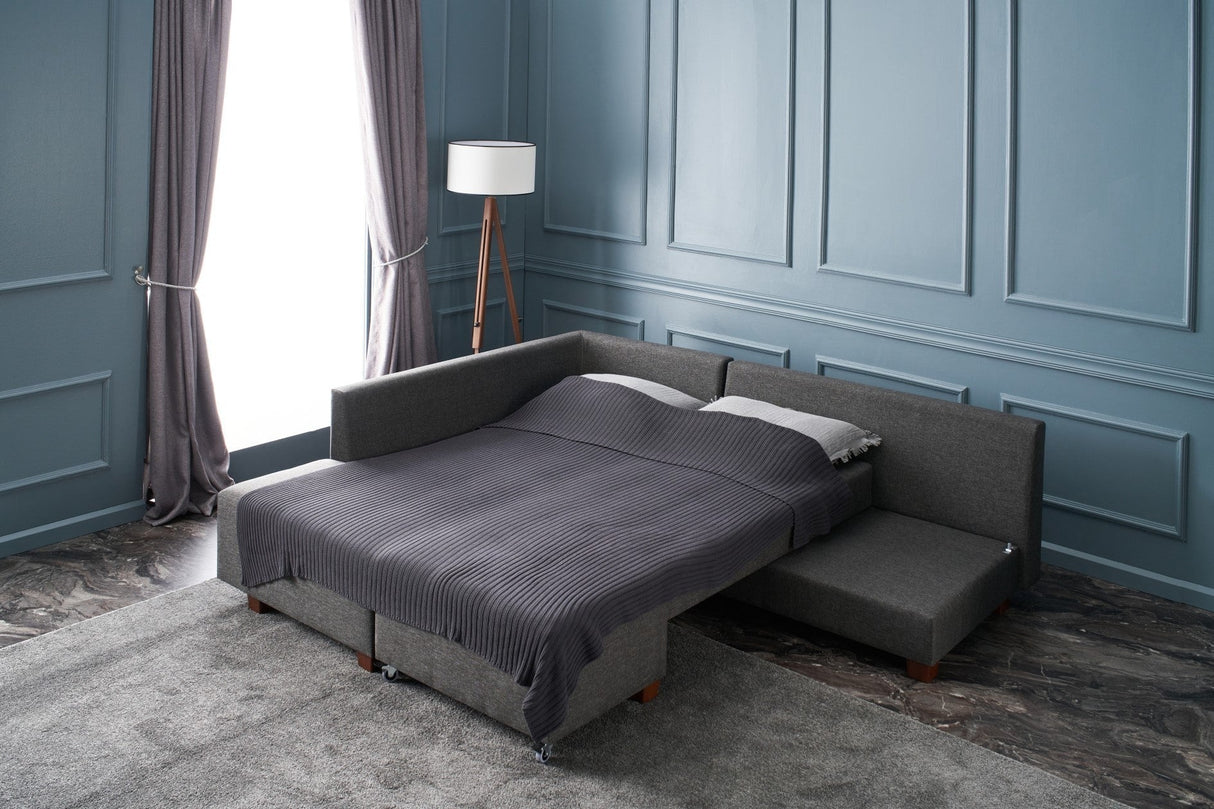 Canapea extensibilă de colț Manama, Stânga, Diverse culori, 280x206x85 cm - Antracit | SKU: 825BLC2541 | Canapea extensibilă de colț Manama, Stânga, 280x206x85 cm, varianta Antracit, produs pentru amenajarea locuinței, disponibil online în România la CasaMob