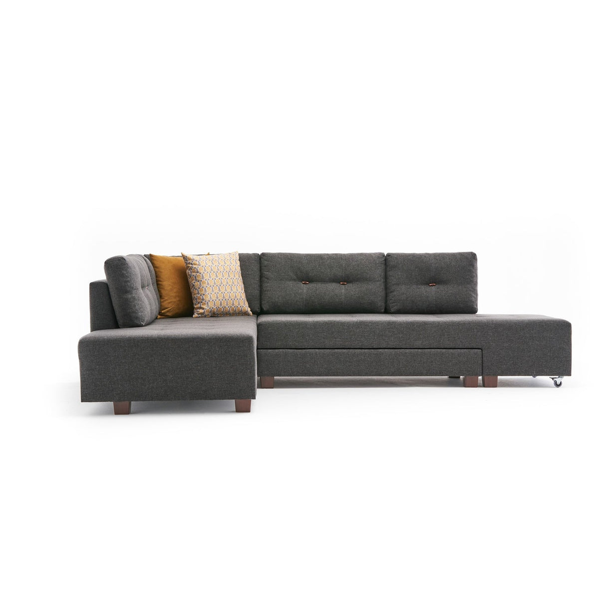 Canapea extensibilă de colț Manama, Stânga, Diverse culori, 280x206x85 cm - Antracit | SKU: 825BLC2541 | Canapea extensibilă de colț Manama, Stânga, 280x206x85 cm, varianta Antracit, produs pentru amenajarea locuinței, disponibil online în România la CasaMob