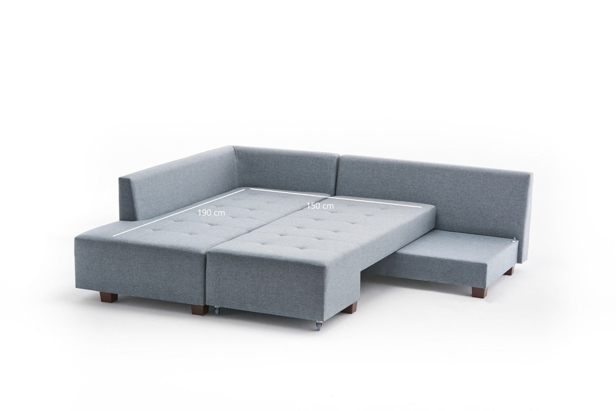 Canapea extensibilă de colț Manama, Stânga, Diverse culori, 280x206x85 cm - Albastru deschis | SKU: 825BLC2542 | Canapea extensibilă de colț Manama, Stânga, 280x206x85 cm, varianta Albastru deschis, produs pentru amenajarea locuinței, disponibil online în România la CasaMob