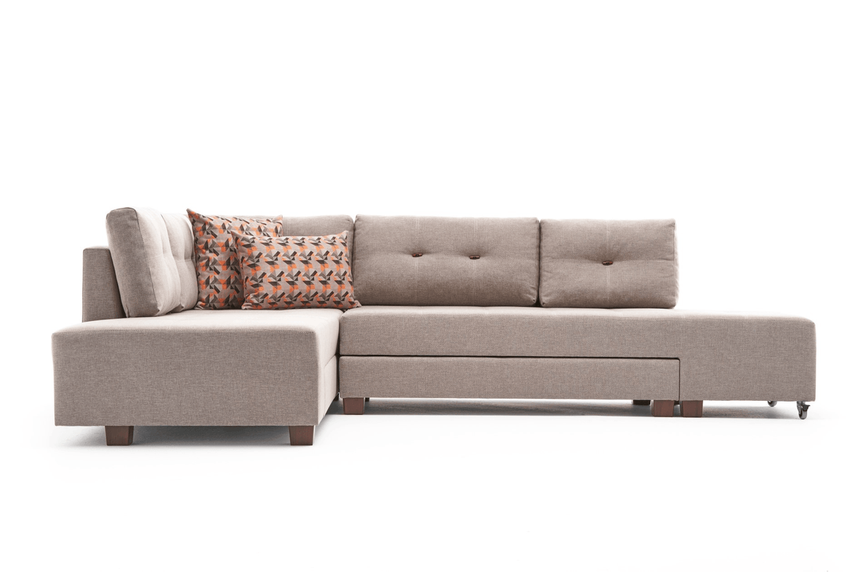 Canapea extensibilă de colț Manama, Stânga, Diverse culori, 280x206x85 cm - Crem | SKU: 825BLC2543 | Canapea extensibilă de colț Manama, Stânga, 280x206x85 cm, varianta Crem, produs pentru amenajarea locuinței, disponibil online în România la CasaMob