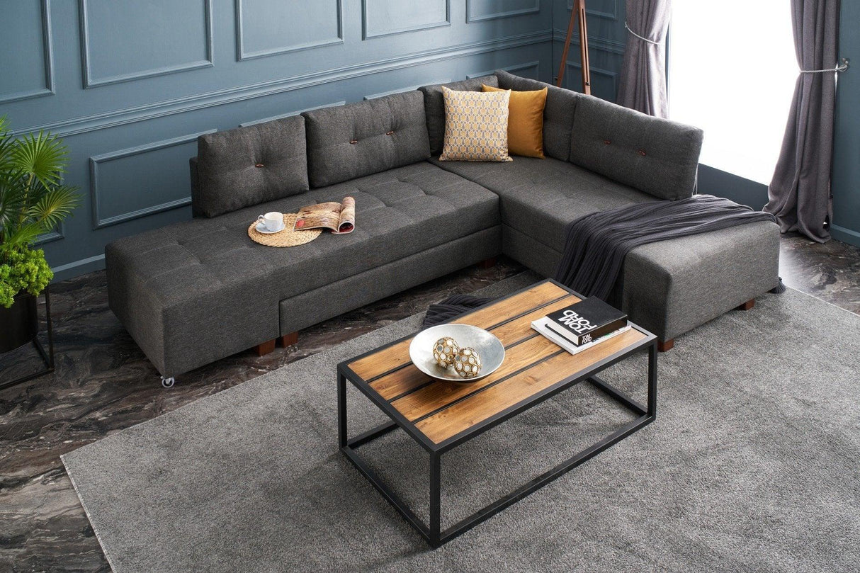 Canapea extensibilă de colț Manama, Dreapta, Diverse culori, 280x206x85 cm - Antracit | SKU: 825BLC2544 | Canapea extensibilă de colț Manama, Dreapta, 280x206x85 cm, varianta Antracit, produs pentru amenajarea locuinței, disponibil online în România la CasaMob