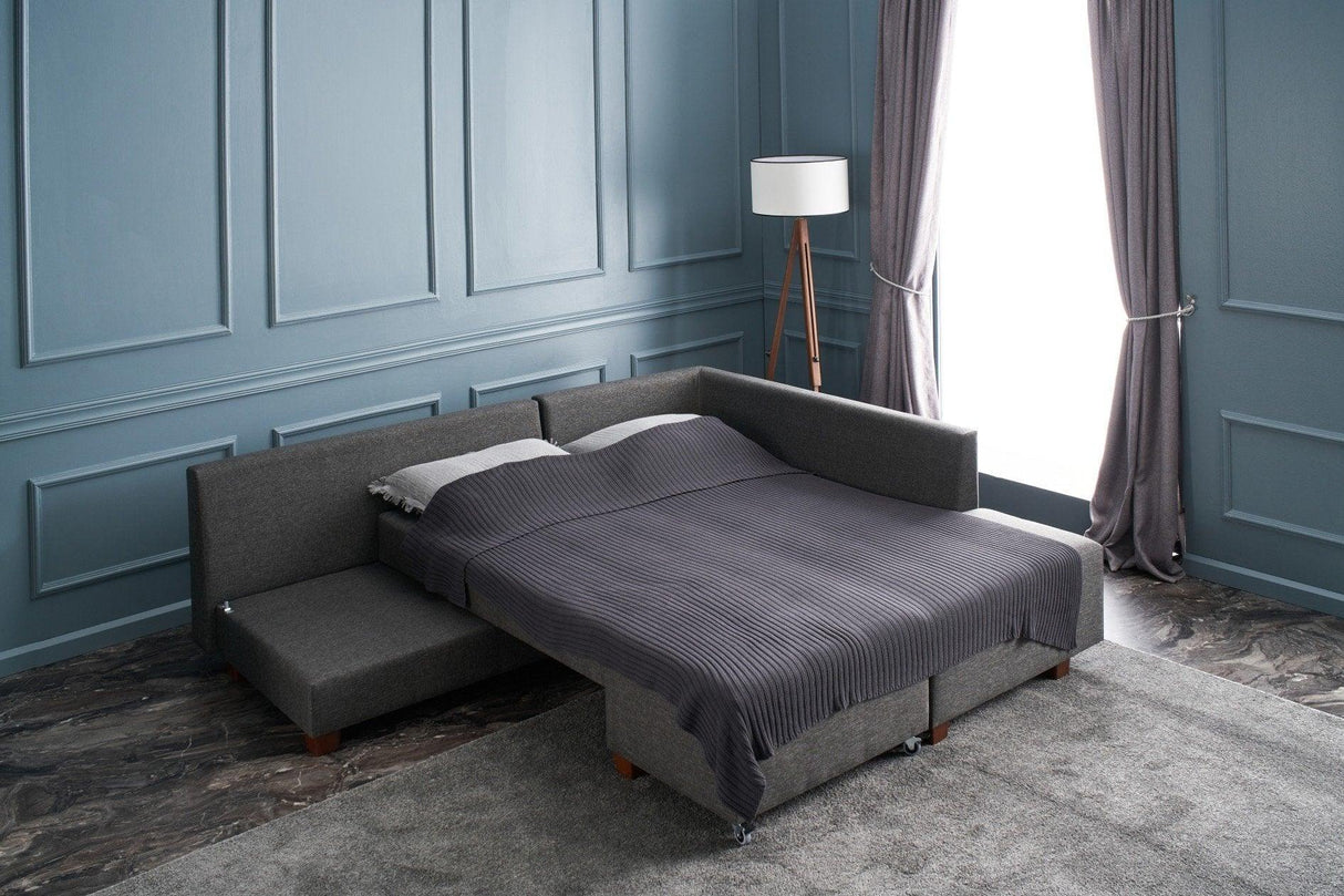 Canapea extensibilă de colț Manama, Dreapta, Diverse culori, 280x206x85 cm - Antracit | SKU: 825BLC2544 | Canapea extensibilă de colț Manama, Dreapta, 280x206x85 cm, varianta Antracit, produs pentru amenajarea locuinței, disponibil online în România la CasaMob