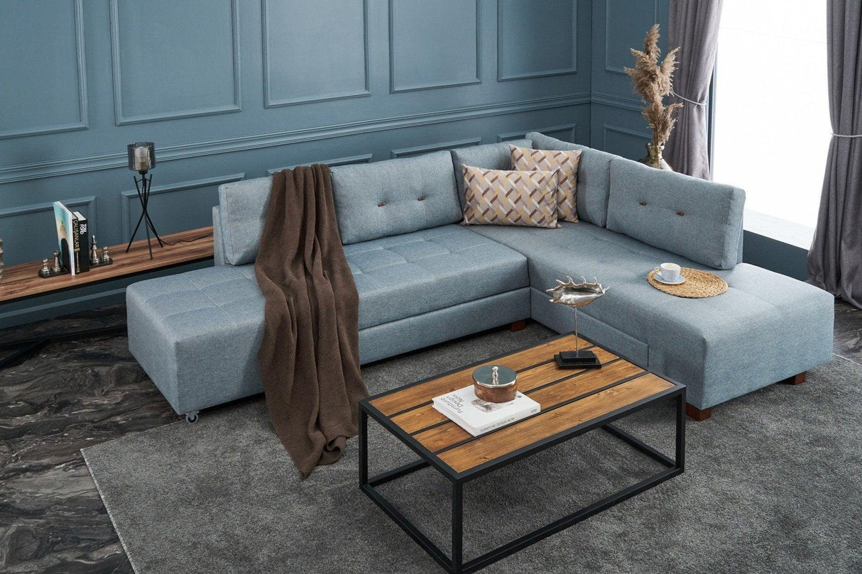 Canapea extensibilă de colț Manama, Dreapta, Diverse culori, 280x206x85 cm - Albastru deschis | SKU: 825BLC2545 | Canapea extensibilă de colț Manama, Dreapta, 280x206x85 cm, varianta Albastru deschis, produs pentru amenajarea locuinței, disponibil online în România la CasaMob