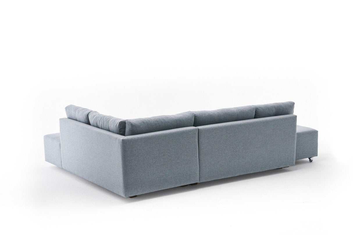Canapea extensibilă de colț Manama, Dreapta, Diverse culori, 280x206x85 cm - Albastru deschis | SKU: 825BLC2545 | Canapea extensibilă de colț Manama, Dreapta, 280x206x85 cm, varianta Albastru deschis, produs pentru amenajarea locuinței, disponibil online în România la CasaMob