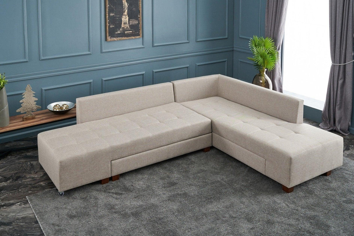 Canapea extensibilă de colț Manama, Dreapta, Diverse culori, 280x206x85 cm - Crem | SKU: 825BLC2546 | Canapea extensibilă de colț Manama, Dreapta, 280x206x85 cm, varianta Crem, produs pentru amenajarea locuinței, disponibil online în România la CasaMob