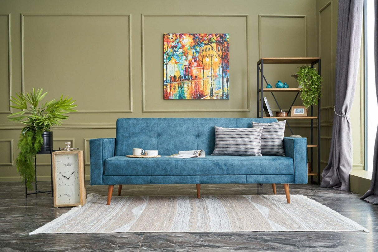 Canapea extensibilă Dublin, 3 locuri, Diverse culori, 214x75x90 cm - Turcoaz | SKU: 825BLC2555 | Canapea extensibilă Dublin, 3 locuri, 214x75x90 cm, varianta Turcoaz, produs pentru amenajarea locuinței, disponibil online în România la CasaMob